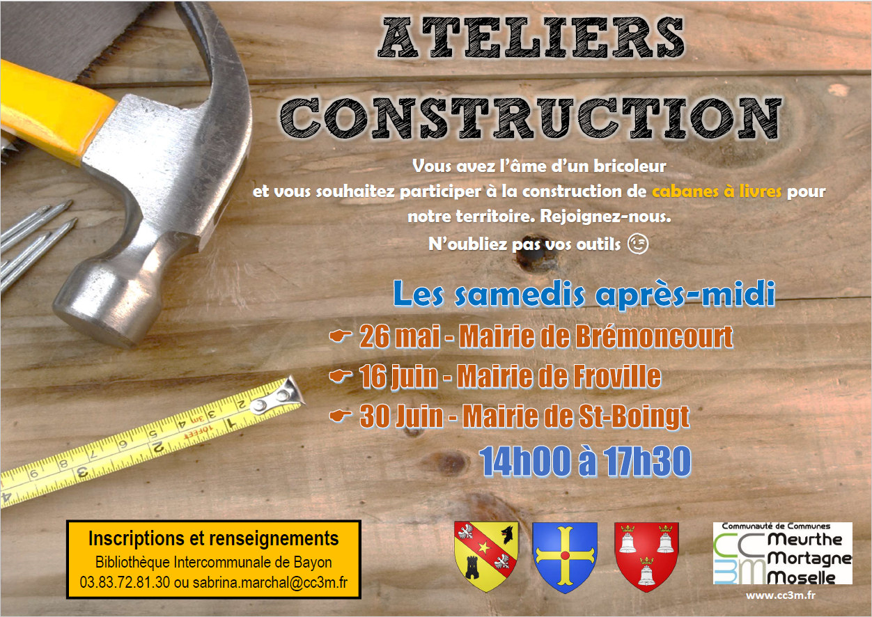 Cabanes à livres - prochains ateliers de construction